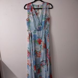Calvin Klein Sheer Floral High Low Dress, Size 10